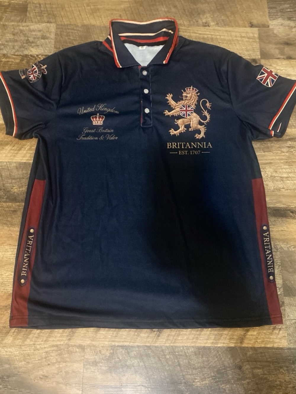 Britannia Men's Navy Polo with Gold Crest
